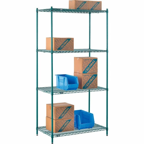 Nexel® Poly-Green®, 4 Tier, Wire Shelving Starter Unit, 42"W x 24"D x 86"H 7 Nexel® Poly-Green®, 4 Tier, Wire Shelving Starter Unit, 42"W x 24"D x 86"H - Image 7