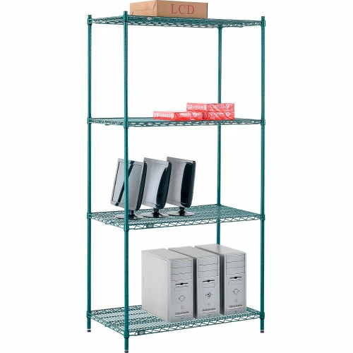 Nexel® Poly-Green®, 4 Tier, Wire Shelving Starter Unit, 42"W x 24"D x 86"H 8 Nexel® Poly-Green®, 4 Tier, Wire Shelving Starter Unit, 42"W x 24"D x 86"H - Image 8
