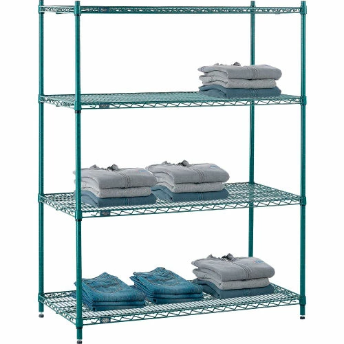Nexel® Poly-Green®, 4 Tier, Wire Shelving Starter Unit, 48"W x 24"D x 63"H 1 Nexel® Poly-Green®, 4 Tier, Wire Shelving Starter Unit, 48"W x 24"D x 63"H