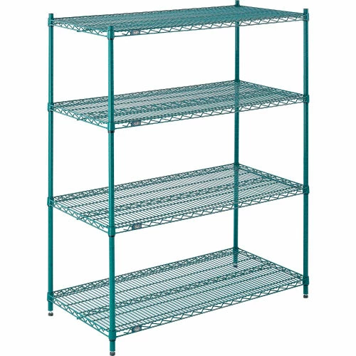 Nexel® Poly-Green®, 4 Tier, Wire Shelving Starter Unit, 48"W x 24"D x 63"H 2 Nexel® Poly-Green®, 4 Tier, Wire Shelving Starter Unit, 48"W x 24"D x 63"H - Image 2
