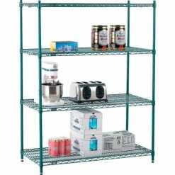 Nexel® Poly-Green®, 4 Tier, Wire Shelving Starter Unit, 48"W x 24"D x 63"H 29 Nexel® Poly-Green®, 4 Tier, Wire Shelving Starter Unit, 48"W x 24"D x 63"H -Shelving Sales Store B1137210 04