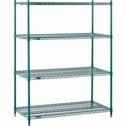 Nexel® Poly-Green®, 4 Tier, Wire Shelving Starter Unit, 48"W x 24"D x 63"H 30 Nexel® Poly-Green®, 4 Tier, Wire Shelving Starter Unit, 48"W x 24"D x 63"H -Shelving Sales Store B1137210 05