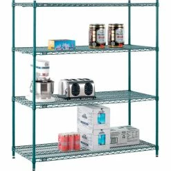 Nexel® Poly-Green®, 4 Tier, Wire Shelving Starter Unit, 54"W x 24"D x 54"H 24 Nexel® Poly-Green®, 4 Tier, Wire Shelving Starter Unit, 54"W x 24"D x 54"H -Shelving Sales Store B1137211 04