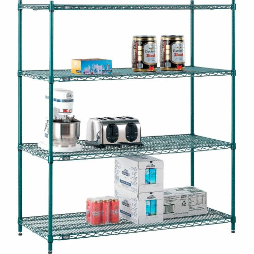 Nexel® Poly-Green®, 4 Tier, Wire Shelving Starter Unit, 54"W x 24"D x 54"H 5 Nexel® Poly-Green®, 4 Tier, Wire Shelving Starter Unit, 54"W x 24"D x 54"H - Image 5