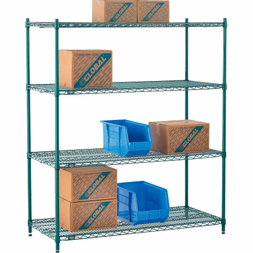 Nexel® Poly-Green®, 4 Tier, Wire Shelving Starter Unit, 54"W x 24"D x 54"H 7 Nexel® Poly-Green®, 4 Tier, Wire Shelving Starter Unit, 54"W x 24"D x 54"H - Image 7