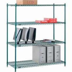 Nexel® Poly-Green®, 4 Tier, Wire Shelving Starter Unit, 54"W x 24"D x 54"H 27 Nexel® Poly-Green®, 4 Tier, Wire Shelving Starter Unit, 54"W x 24"D x 54"H -Shelving Sales Store B1137211 07