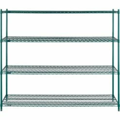 Nexel® Poly-Green®, 4 Tier, Wire Shelving Starter Unit, 72"W x 24"D x 63"H 27 Nexel® Poly-Green®, 4 Tier, Wire Shelving Starter Unit, 72"W x 24"D x 63"H -Shelving Sales Store B1137213 02