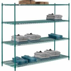 Nexel® Poly-Green®, 4 Tier, Wire Shelving Starter Unit, 72"W x 24"D x 63"H 29 Nexel® Poly-Green®, 4 Tier, Wire Shelving Starter Unit, 72"W x 24"D x 63"H -Shelving Sales Store B1137213 04