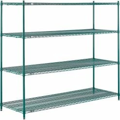 Nexel® Poly-Green®, 4 Tier, Wire Shelving Starter Unit, 72"W x 24"D x 63"H 30 Nexel® Poly-Green®, 4 Tier, Wire Shelving Starter Unit, 72"W x 24"D x 63"H -Shelving Sales Store B1137213 05