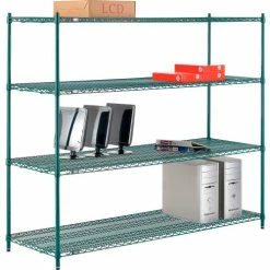 Nexel® Poly-Green®, 4 Tier, Wire Shelving Starter Unit, 72"W x 24"D x 63"H 31 Nexel® Poly-Green®, 4 Tier, Wire Shelving Starter Unit, 72"W x 24"D x 63"H -Shelving Sales Store B1137213 06