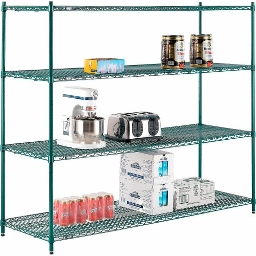 Nexel® Poly-Green®, 4 Tier, Wire Shelving Starter Unit, 72"W x 24"D x 63"H 8 Nexel® Poly-Green®, 4 Tier, Wire Shelving Starter Unit, 72"W x 24"D x 63"H - Image 8