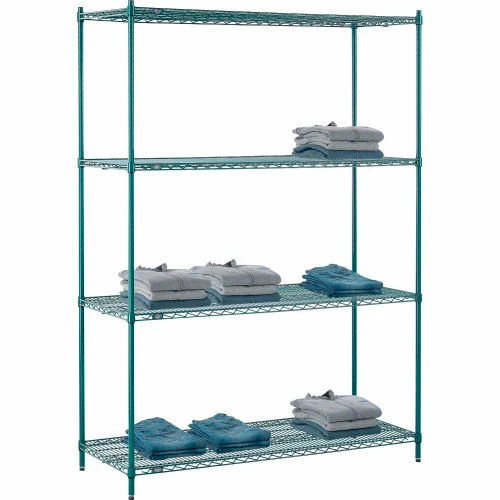 Nexel® Poly-Green®, 4 Tier, Wire Shelving Starter Unit, 60"W x 21"D x 86"H 1 Nexel® Poly-Green®, 4 Tier, Wire Shelving Starter Unit, 60"W x 21"D x 86"H