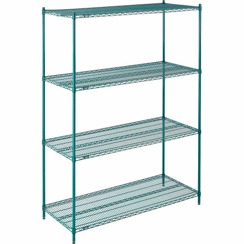 Nexel® Poly-Green®, 4 Tier, Wire Shelving Starter Unit, 60"W x 21"D x 86"H 2 Nexel® Poly-Green®, 4 Tier, Wire Shelving Starter Unit, 60"W x 21"D x 86"H - Image 2