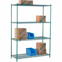 Nexel® Poly-Green®, 4 Tier, Wire Shelving Starter Unit, 60"W x 21"D x 86"H 24 Nexel® Poly-Green®, 4 Tier, Wire Shelving Starter Unit, 60"W x 21"D x 86"H -Shelving Sales Store B1137216 04