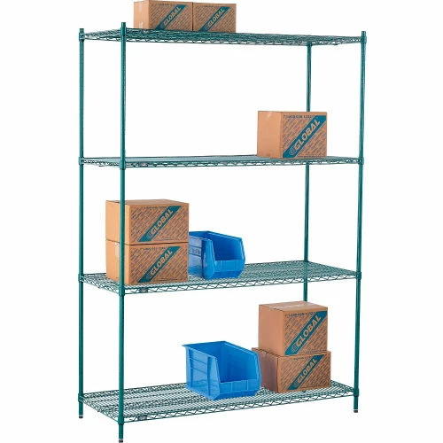Nexel® Poly-Green®, 4 Tier, Wire Shelving Starter Unit, 60"W x 21"D x 86"H 5 Nexel® Poly-Green®, 4 Tier, Wire Shelving Starter Unit, 60"W x 21"D x 86"H - Image 5