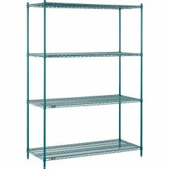 Nexel® Poly-Green®, 4 Tier, Wire Shelving Starter Unit, 60"W x 21"D x 86"H 25 Nexel® Poly-Green®, 4 Tier, Wire Shelving Starter Unit, 60"W x 21"D x 86"H -Shelving Sales Store B1137216 05