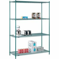 Nexel® Poly-Green®, 4 Tier, Wire Shelving Starter Unit, 60"W x 21"D x 86"H 27 Nexel® Poly-Green®, 4 Tier, Wire Shelving Starter Unit, 60"W x 21"D x 86"H -Shelving Sales Store B1137216 07