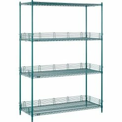 Nexel® Poly-Green®, 4 Tier, Wire Shelving Starter Unit, 60"W x 21"D x 86"H 28 Nexel® Poly-Green®, 4 Tier, Wire Shelving Starter Unit, 60"W x 21"D x 86"H -Shelving Sales Store B1137216 08