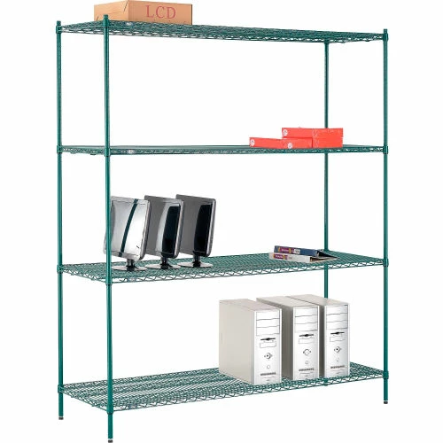 Nexel® Poly-Green®, 4 Tier, Wire Shelving Starter Unit, 72"W x 24"D x 86"H 1 Nexel® Poly-Green®, 4 Tier, Wire Shelving Starter Unit, 72"W x 24"D x 86"H