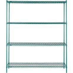Nexel® Poly-Green®, 4 Tier, Wire Shelving Starter Unit, 72"W x 24"D x 86"H 27 Nexel® Poly-Green®, 4 Tier, Wire Shelving Starter Unit, 72"W x 24"D x 86"H -Shelving Sales Store B1137217 02