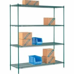 Nexel® Poly-Green®, 4 Tier, Wire Shelving Starter Unit, 72"W x 24"D x 86"H 29 Nexel® Poly-Green®, 4 Tier, Wire Shelving Starter Unit, 72"W x 24"D x 86"H -Shelving Sales Store B1137217 04
