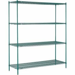 Nexel® Poly-Green®, 4 Tier, Wire Shelving Starter Unit, 72"W x 24"D x 86"H 30 Nexel® Poly-Green®, 4 Tier, Wire Shelving Starter Unit, 72"W x 24"D x 86"H -Shelving Sales Store B1137217 05