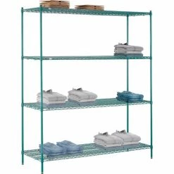 Nexel® Poly-Green®, 4 Tier, Wire Shelving Starter Unit, 72"W x 24"D x 86"H 31 Nexel® Poly-Green®, 4 Tier, Wire Shelving Starter Unit, 72"W x 24"D x 86"H -Shelving Sales Store B1137217 06