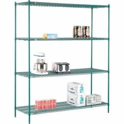 Nexel® Poly-Green®, 4 Tier, Wire Shelving Starter Unit, 72"W x 24"D x 86"H 32 Nexel® Poly-Green®, 4 Tier, Wire Shelving Starter Unit, 72"W x 24"D x 86"H -Shelving Sales Store B1137217 07