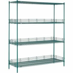 Nexel® Poly-Green®, 4 Tier, Wire Shelving Starter Unit, 72"W x 24"D x 86"H 33 Nexel® Poly-Green®, 4 Tier, Wire Shelving Starter Unit, 72"W x 24"D x 86"H -Shelving Sales Store B1137217 08