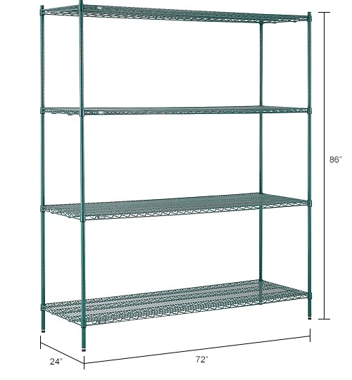 Nexel® Poly-Green®, 4 Tier, Wire Shelving Starter Unit, 72"W x 24"D x 86"H 24 Nexel® Poly-Green®, 4 Tier, Wire Shelving Starter Unit, 72"W x 24"D x 86"H - Image 24