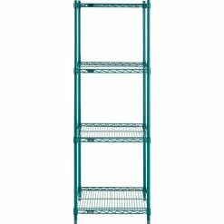 Nexel® Poly-Green®, 4 Tier, Wire Shelving Starter Unit, 24"W x 18"D x 74"H -Shelving Sales Store B1137227 02