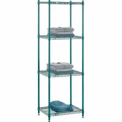 Nexel® Poly-Green®, 4 Tier, Wire Shelving Starter Unit, 24"W x 18"D x 74"H -Shelving Sales Store B1137227 06