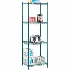 Nexel® Poly-Green®, 4 Tier, Wire Shelving Starter Unit, 24"W x 18"D x 74"H -Shelving Sales Store B1137227 07