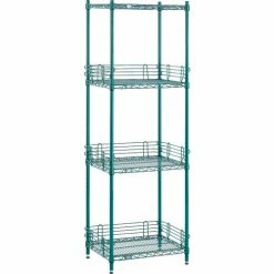 Nexel® Poly-Green®, 4 Tier, Wire Shelving Starter Unit, 24"W x 18"D x 74"H -Shelving Sales Store B1137227 08