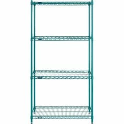 Nexel® Poly-Green®, 4 Tier, Wire Shelving Starter Unit, 36"W x 18"D x 74"H 27 Nexel® Poly-Green®, 4 Tier, Wire Shelving Starter Unit, 36"W x 18"D x 74"H -Shelving Sales Store B1137229 02