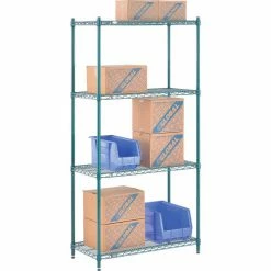 Nexel® Poly-Green®, 4 Tier, Wire Shelving Starter Unit, 36"W x 18"D x 74"H 29 Nexel® Poly-Green®, 4 Tier, Wire Shelving Starter Unit, 36"W x 18"D x 74"H -Shelving Sales Store B1137229 04