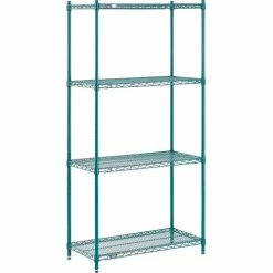 Nexel® Poly-Green®, 4 Tier, Wire Shelving Starter Unit, 36"W x 18"D x 74"H 30 Nexel® Poly-Green®, 4 Tier, Wire Shelving Starter Unit, 36"W x 18"D x 74"H -Shelving Sales Store B1137229 05