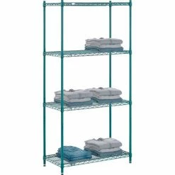 Nexel® Poly-Green®, 4 Tier, Wire Shelving Starter Unit, 36"W x 18"D x 74"H 31 Nexel® Poly-Green®, 4 Tier, Wire Shelving Starter Unit, 36"W x 18"D x 74"H -Shelving Sales Store B1137229 06