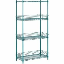 Nexel® Poly-Green®, 4 Tier, Wire Shelving Starter Unit, 36"W x 18"D x 74"H 33 Nexel® Poly-Green®, 4 Tier, Wire Shelving Starter Unit, 36"W x 18"D x 74"H -Shelving Sales Store B1137229 08