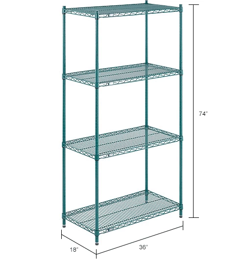 Nexel® Poly-Green®, 4 Tier, Wire Shelving Starter Unit, 36"W x 18"D x 74"H 24 Nexel® Poly-Green®, 4 Tier, Wire Shelving Starter Unit, 36"W x 18"D x 74"H - Image 24