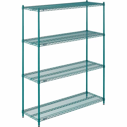 Nexel® Poly-Green®, 4 Tier, Wire Shelving Starter Unit, 54"W x 18"D x 74"H 2 Nexel® Poly-Green®, 4 Tier, Wire Shelving Starter Unit, 54"W x 18"D x 74"H - Image 2