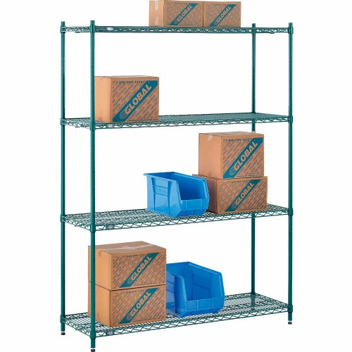 Nexel® Poly-Green®, 4 Tier, Wire Shelving Starter Unit, 54"W x 18"D x 74"H 5 Nexel® Poly-Green®, 4 Tier, Wire Shelving Starter Unit, 54"W x 18"D x 74"H - Image 5