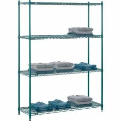Nexel® Poly-Green®, 4 Tier, Wire Shelving Starter Unit, 54"W x 18"D x 74"H 31 Nexel® Poly-Green®, 4 Tier, Wire Shelving Starter Unit, 54"W x 18"D x 74"H -Shelving Sales Store B1137244 06