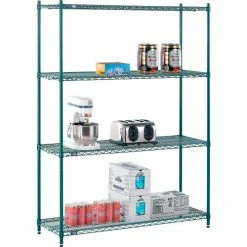 Nexel® Poly-Green®, 4 Tier, Wire Shelving Starter Unit, 54"W x 18"D x 74"H 32 Nexel® Poly-Green®, 4 Tier, Wire Shelving Starter Unit, 54"W x 18"D x 74"H -Shelving Sales Store B1137244 07