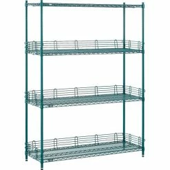 Nexel® Poly-Green®, 4 Tier, Wire Shelving Starter Unit, 54"W x 18"D x 74"H 33 Nexel® Poly-Green®, 4 Tier, Wire Shelving Starter Unit, 54"W x 18"D x 74"H -Shelving Sales Store B1137244 08