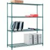 Nexel® Poly-Green®, 4 Tier, Wire Shelving Starter Unit, 60"W x 18"D x 74"H