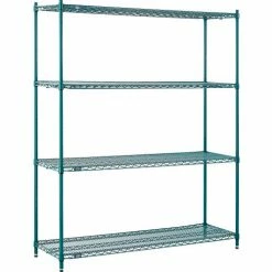 Nexel® Poly-Green®, 4 Tier, Wire Shelving Starter Unit, 60"W x 18"D x 74"H -Shelving Sales Store B1137245 05