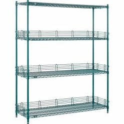Nexel® Poly-Green®, 4 Tier, Wire Shelving Starter Unit, 60"W x 18"D x 74"H -Shelving Sales Store B1137245 08