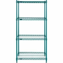Nexel® Poly-Green®, 4 Tier, Wire Shelving Starter Unit, 30"W x 18"D x 63"H 27 Nexel® Poly-Green®, 4 Tier, Wire Shelving Starter Unit, 30"W x 18"D x 63"H -Shelving Sales Store B1137265 02