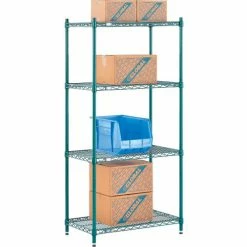 Nexel® Poly-Green®, 4 Tier, Wire Shelving Starter Unit, 30"W x 18"D x 63"H 29 Nexel® Poly-Green®, 4 Tier, Wire Shelving Starter Unit, 30"W x 18"D x 63"H -Shelving Sales Store B1137265 04